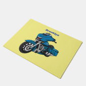 かわいいハッピーブルーのモーターサイクルアニメ ドアマット (アングル)