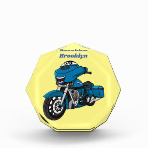 かわいいハッピーブルーのモーターサイクルアニメ フォトブロック