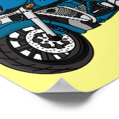 かわいいハッピーブルーのモーターサイクルアニメ ポスター (角)