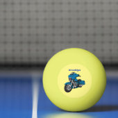 かわいいハッピーブルーのモーターサイクルアニメ 卓球ボール (ネット)