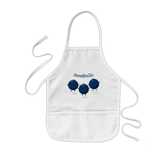 かわいいハッピーブルーベリー漫画イラストレーション 子供用エプロン (正面)