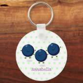 かわいいハッピーブルーベリー紫の漫画イラストレーション キーホルダー (正面)