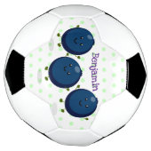 かわいいハッピーブルーベリー紫の漫画イラストレーション サッカーボール (回転)