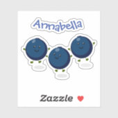 かわいいハッピーブルーベリー紫の漫画イラストレーション シール (シート)