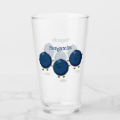 かわいいハッピーブルーベリー紫の漫画イラストレーション タンブラーグラス (裏面)