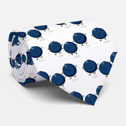 かわいいハッピーブルーベリー紫の漫画イラストレーション ネクタイ (ロール)