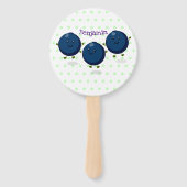 かわいいハッピーブルーベリー紫の漫画イラストレーション ハンドファン (裏面)