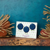 かわいいハッピーブルーベリー紫の漫画イラストレーション フォトプラーク (側面)