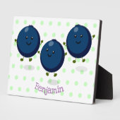 かわいいハッピーブルーベリー紫の漫画イラストレーション フォトプラーク (側面)