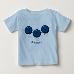 かわいいハッピーブルーベリー紫の漫画イラストレーション ベビーTシャツ