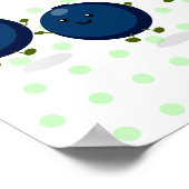 かわいいハッピーブルーベリー紫の漫画イラストレーション ポスター (角)