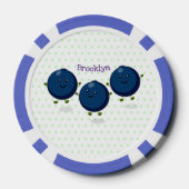 かわいいハッピーブルーベリー紫の漫画イラストレーション ポーカーチップ (裏面)