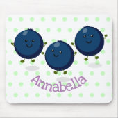 かわいいハッピーブルーベリー紫の漫画イラストレーション マウスパッド (正面)