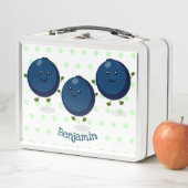 かわいいハッピーブルーベリー紫の漫画イラストレーション メタルランチボックス (インサイチュ)