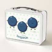 かわいいハッピーブルーベリー紫の漫画イラストレーション メタルランチボックス (裏面)