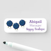 かわいいハッピーブルーベリー紫の漫画イラストレーション 名札 (インサイチュ)