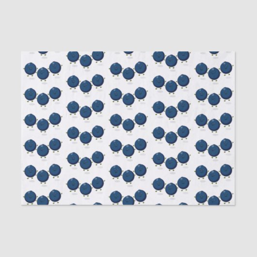 かわいいハッピーブルーベリー紫の漫画イラストレーション 薄葉紙 (正面)