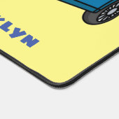 かわいいハッピーブルーリムジン漫画の車 デスクマット (コーナー)