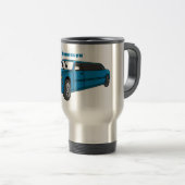 かわいいハッピーブルーリムジン漫画の車 トラベルマグ (正面右)