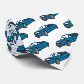 かわいいハッピーブルーリムジン漫画の車 ネクタイ (ロール)