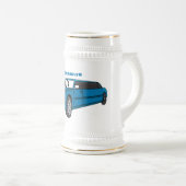 かわいいハッピーブルーリムジン漫画の車 ビールジョッキ (正面右)