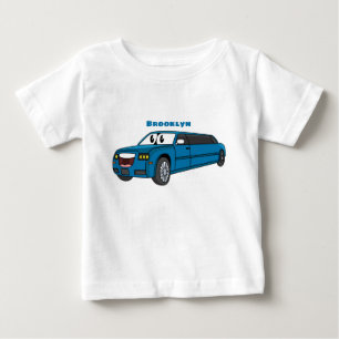 かわいいハッピーブルーリムジン漫画の車 ベビーTシャツ