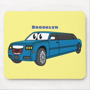 かわいいハッピーブルーリムジン漫画の車 マウスパッド