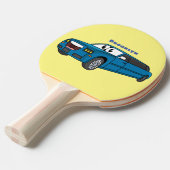かわいいハッピーブルーリムジン漫画の車 卓球ラケット (正面アングル)