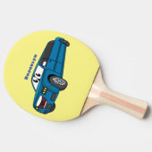 かわいいハッピーブルーリムジン漫画の車 卓球ラケット (横)