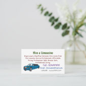 かわいいハッピーブルーリムジン漫画の車 名刺 (スタンド正面)