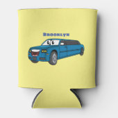 かわいいハッピーブルーリムジン漫画の車 缶クーラー (正面)