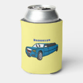 かわいいハッピーブルーリムジン漫画の車 缶クーラー (缶裏面)