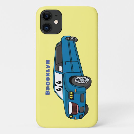 かわいいハッピーブルーリムジン漫画の車 Case-Mate iPhoneケース (裏面)