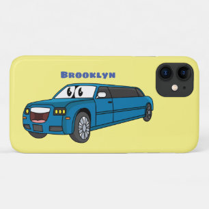 かわいいハッピーブルーリムジン漫画の車 iPhone 11 ケース