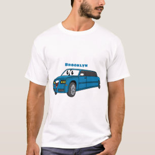 かわいいハッピーブルーリムジン漫画の車 Tシャツ