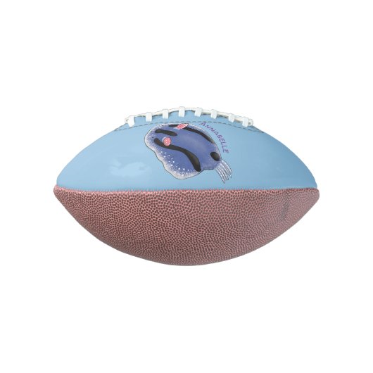 かわいいハッピーブルーnudibranch漫画イラストレーション アメリカンフットボール (回転90)