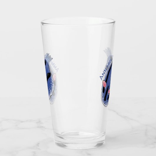 かわいいハッピーブルーnudibranch漫画イラストレーション タンブラーグラス (左)