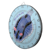 かわいいハッピーブルーnudibranch漫画イラストレーション ダーツボード (正面右)