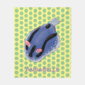 かわいいハッピーブルーnudibranch漫画イラストレーション フリースブランケット (正面)