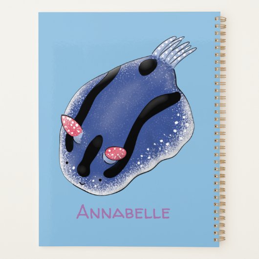 かわいいハッピーブルーnudibranch漫画イラストレーション プランナー手帳 (裏面)