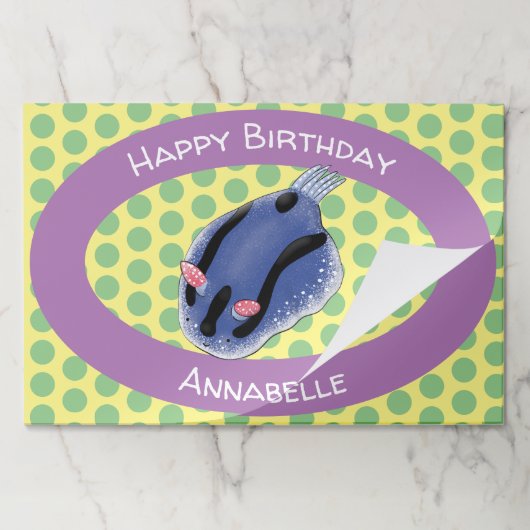 かわいいハッピーブルーnudibranch漫画イラストレーション ペーパーパッド (折り畳み)