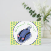 かわいいハッピーブルーnudibranch漫画イラストレーション ポストカード (スタンド正面)