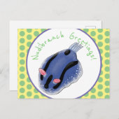 かわいいハッピーブルーnudibranch漫画イラストレーション ポストカード (正面/裏面)