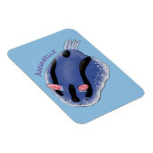 かわいいハッピーブルーnudibranch漫画イラストレーション マグネット (右側)