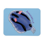 かわいいハッピーブルーnudibranch漫画イラストレーション マグネット (横)