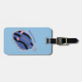 かわいいハッピーブルーnudibranch漫画イラストレーション ラゲッジタグ (正面横)