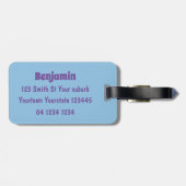 かわいいハッピーブルーnudibranch漫画イラストレーション ラゲッジタグ (裏面横)