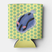 かわいいハッピーブルーnudibranch漫画イラストレーション 缶クーラー (正面)