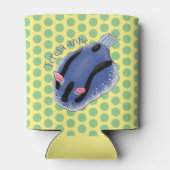 かわいいハッピーブルーnudibranch漫画イラストレーション 缶クーラー (裏面)