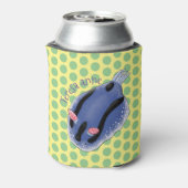 かわいいハッピーブルーnudibranch漫画イラストレーション 缶クーラー (缶裏面)